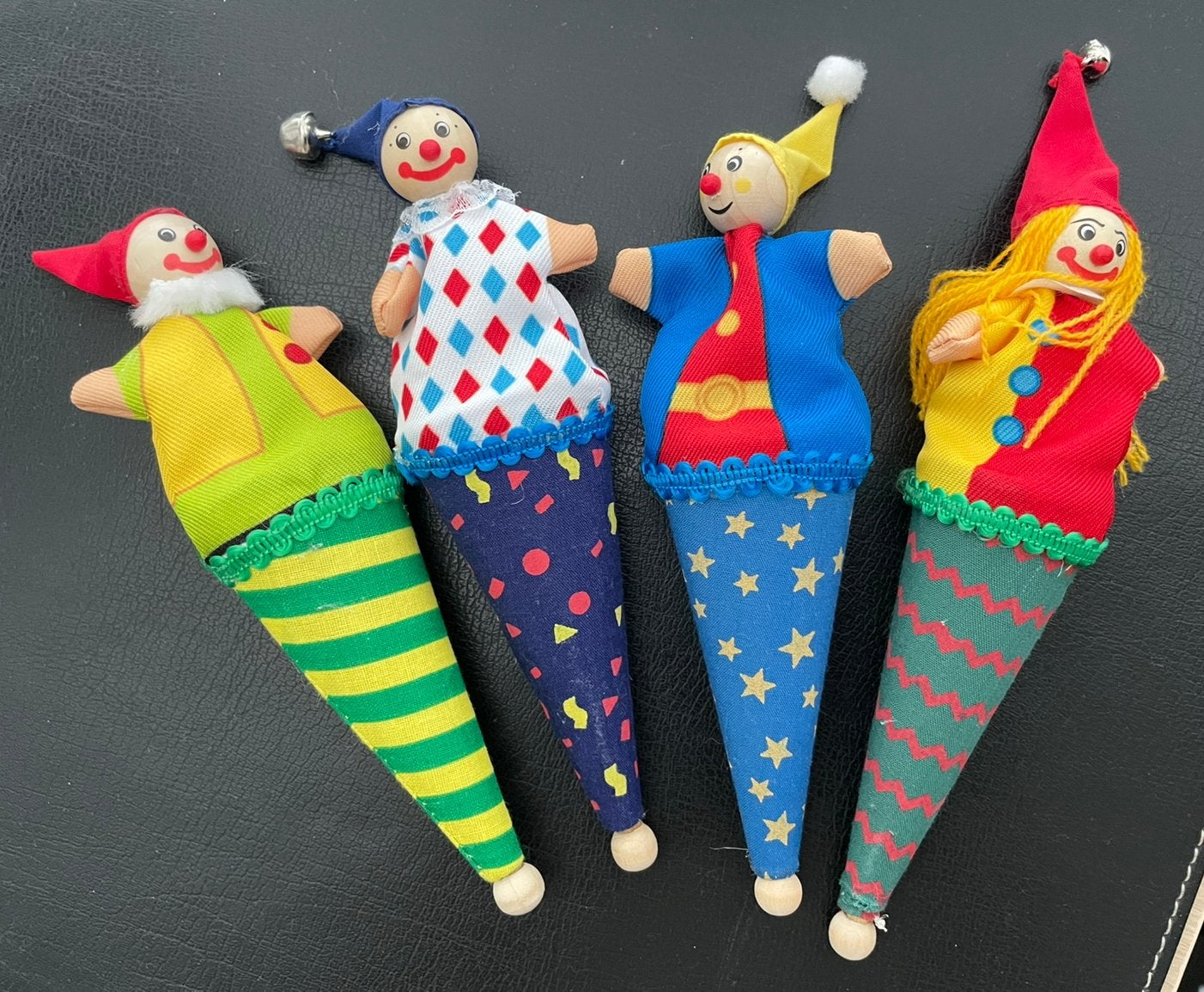 Vier stokpopjes / pop up poppetjes, Ophalen of Verzenden, Gebruikt