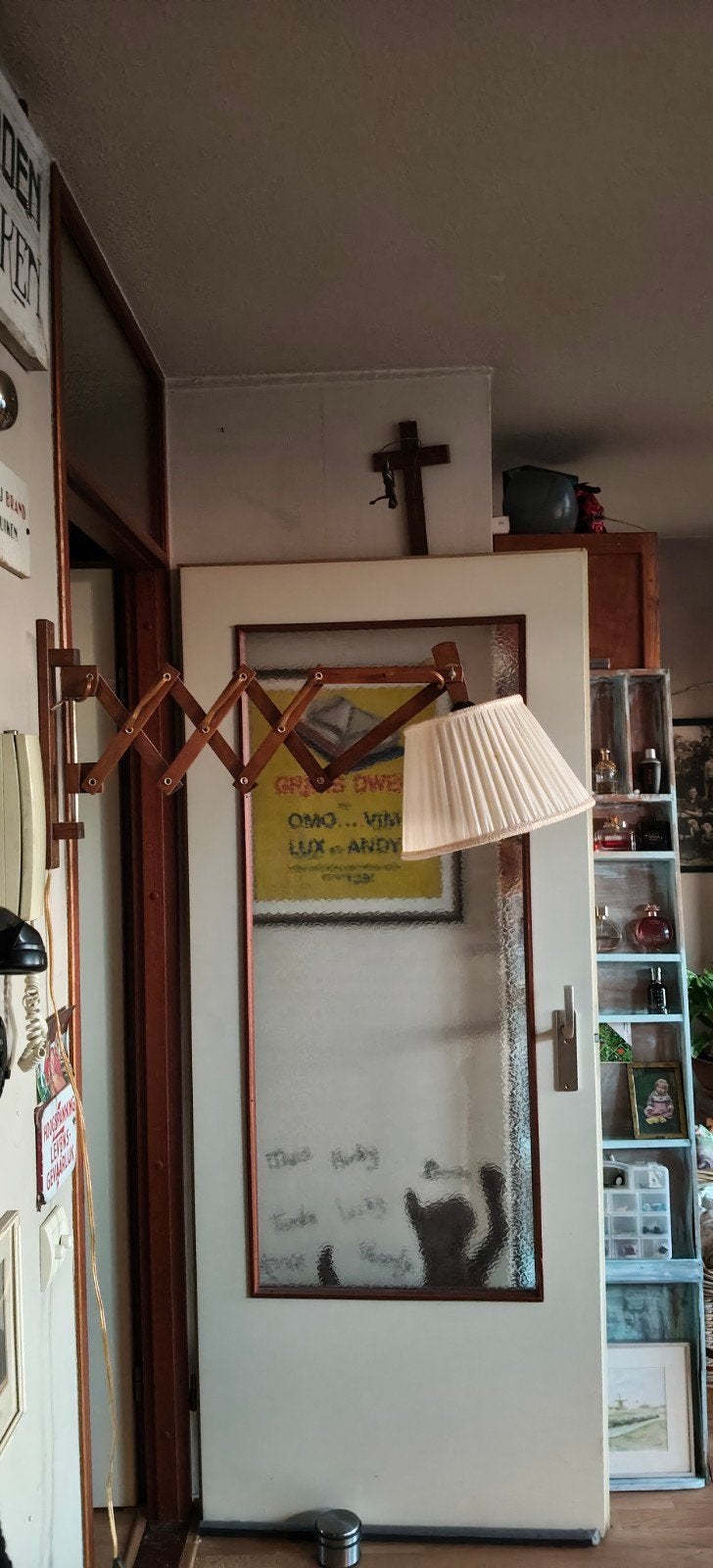 Vintage schaarlamp met originele kap, Ophalen of Verzenden