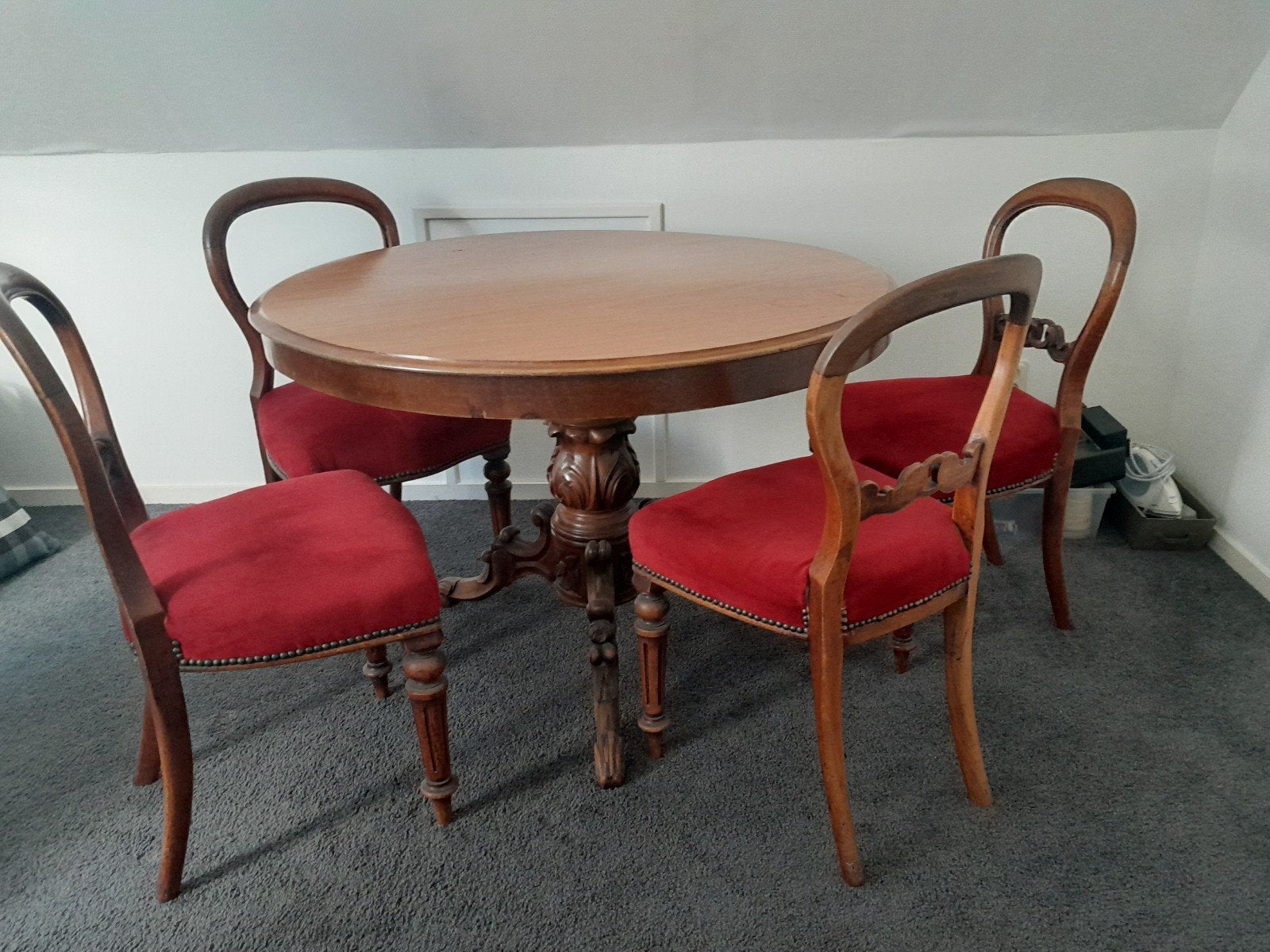 Antieke Engelse Victoriaanse Eethoek met 4 Stoelen, Ophalen