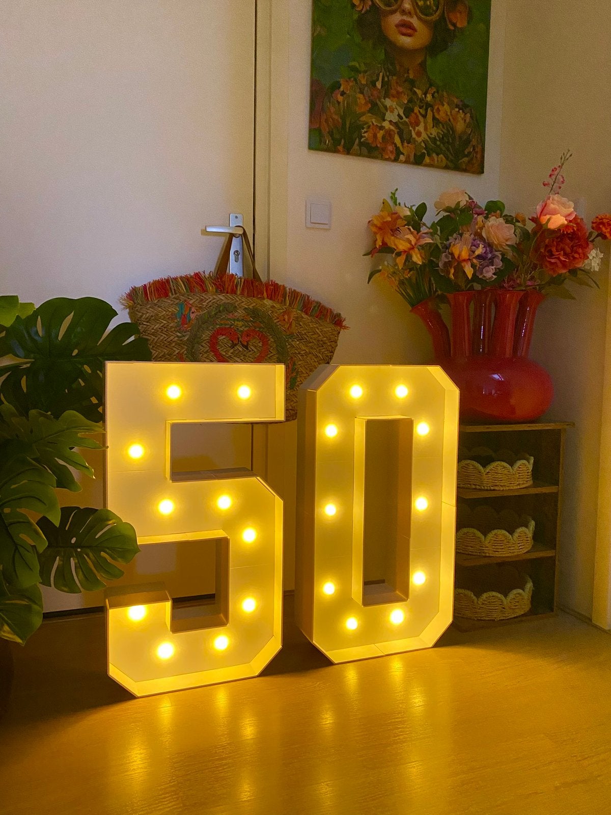 Verlichte cijfers 50, Ophalen, Zo goed als nieuw, Versiering, Verjaardag