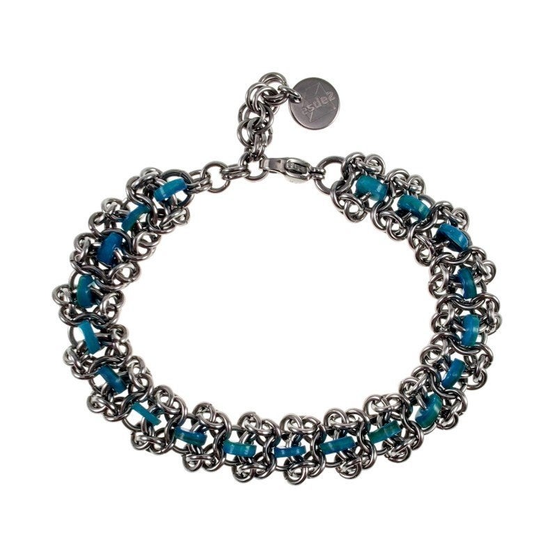 Unisex Europese Weeftechniek Armband Turquoise Schelpkralen, Sieraden, Tassen en Uiterlijk, Armbanden, Staal, Birgitta-Gracht 33, 6465 EL Kerkrade, Nederland