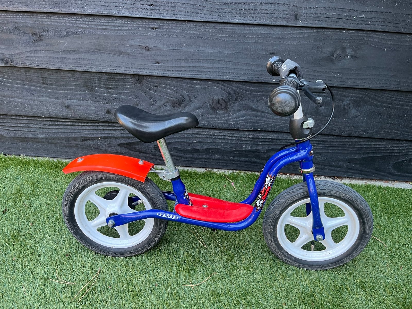 Puky loopfiets blauw/rood - 12 inch, Ophalen, Gebruikt, Velgrem, 16 tot 20 inch
