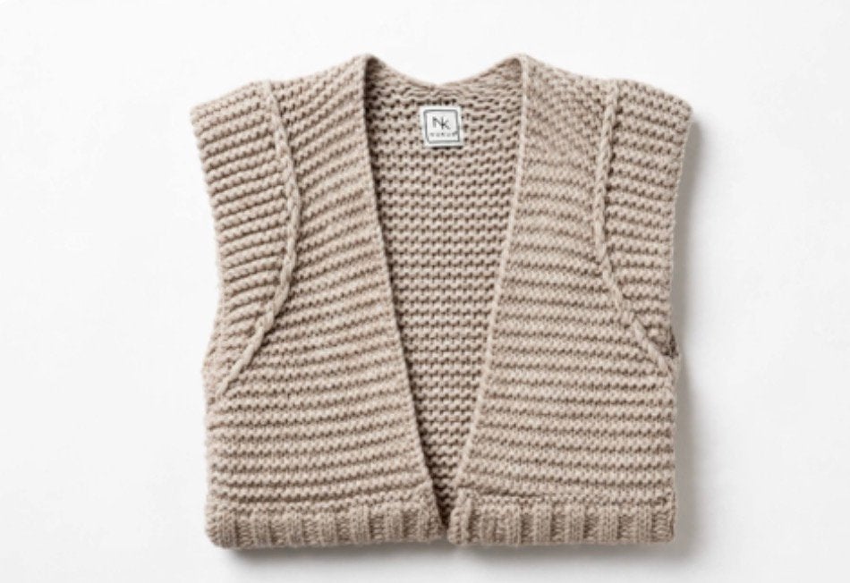 Nukus grof gebreiden vestje one size, Ophalen of Verzenden, Zo goed als nieuw, Maat 38/40 (M), Beige