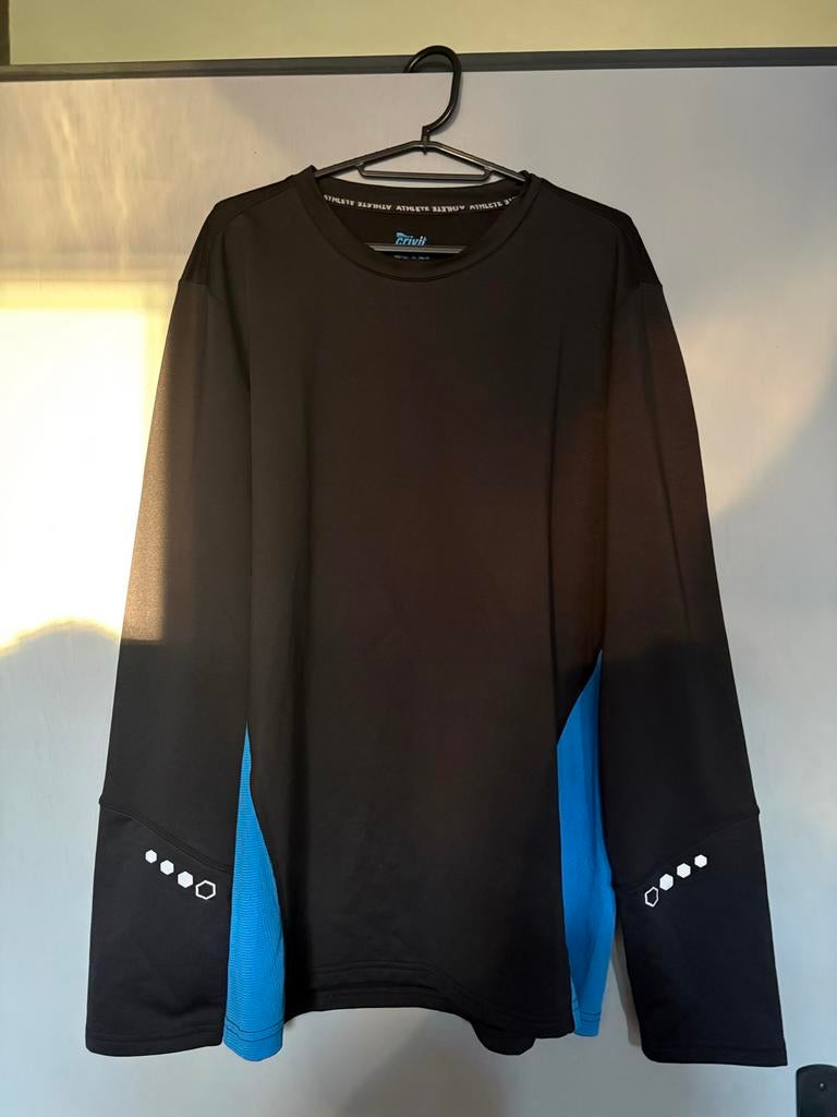 Crivit sportshirt lange mouwen zwart/blauw, Kleding | Heren, Sportkleding, Maat 52/54 (L), Zwart, Ophalen of Verzenden, Zo goed als nieuw