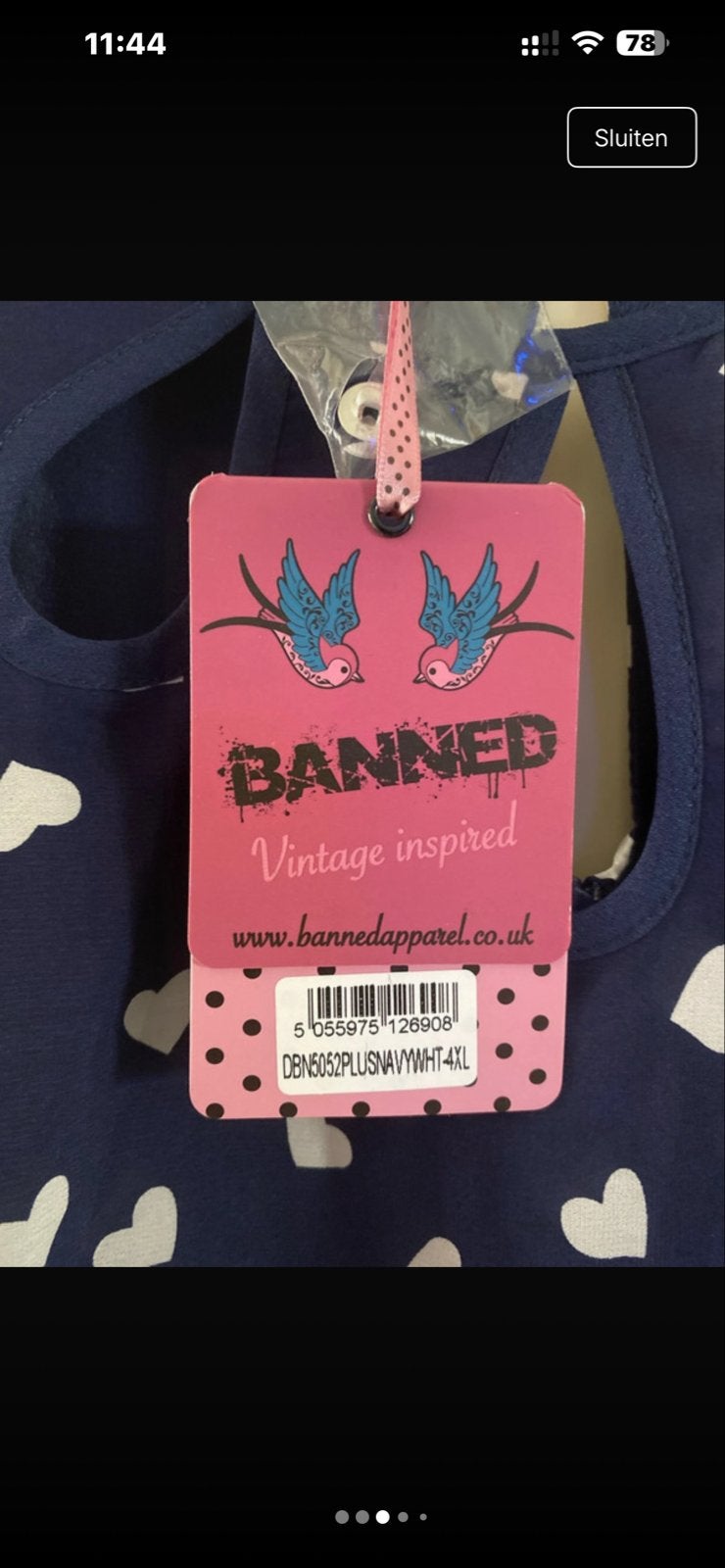 Banned Hearts Keyhole Jurk - Nieuw met kaartjes, Kleding | Dames, Jurken, Ophalen of Verzenden, Nieuw, Maat 46/48 (XL) of groter