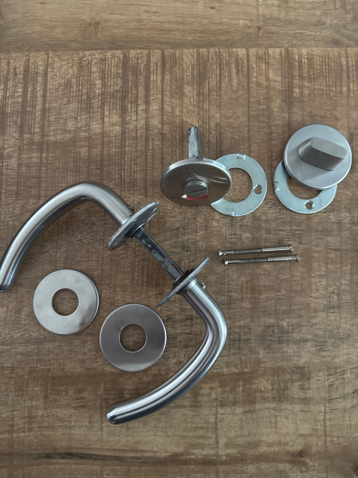 RVS deurklink met wc/badkamer sluiting, Ophalen of Verzenden, Gebruikt, Rvs, Klink of Kruk