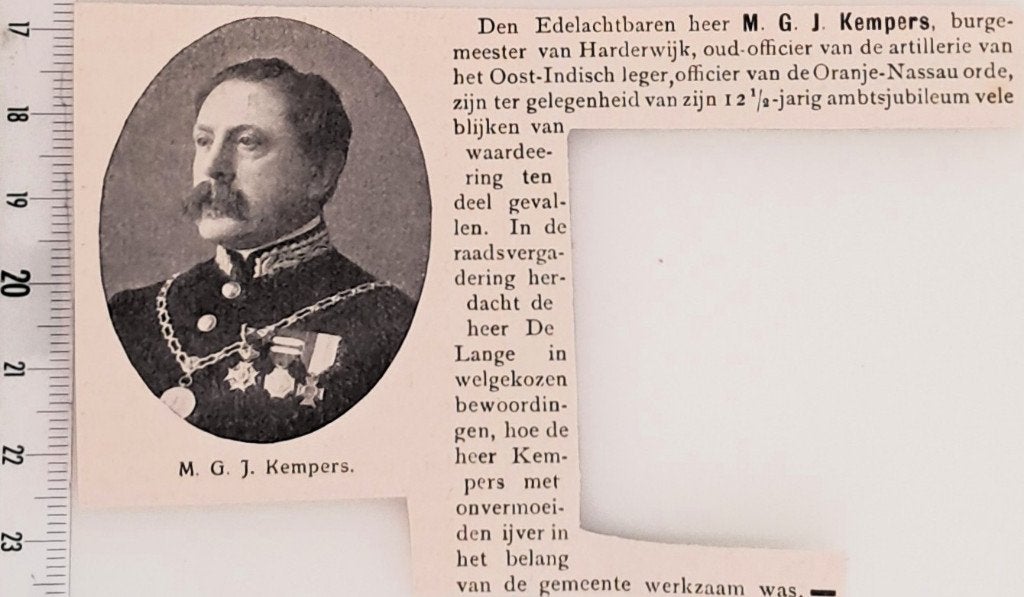 Leger Indië 1915; Ind.Off. Kempers nu 12½ jaar burgemeester, Verzenden, Voor 1940, Gebruikt, Overige onderwerpen
