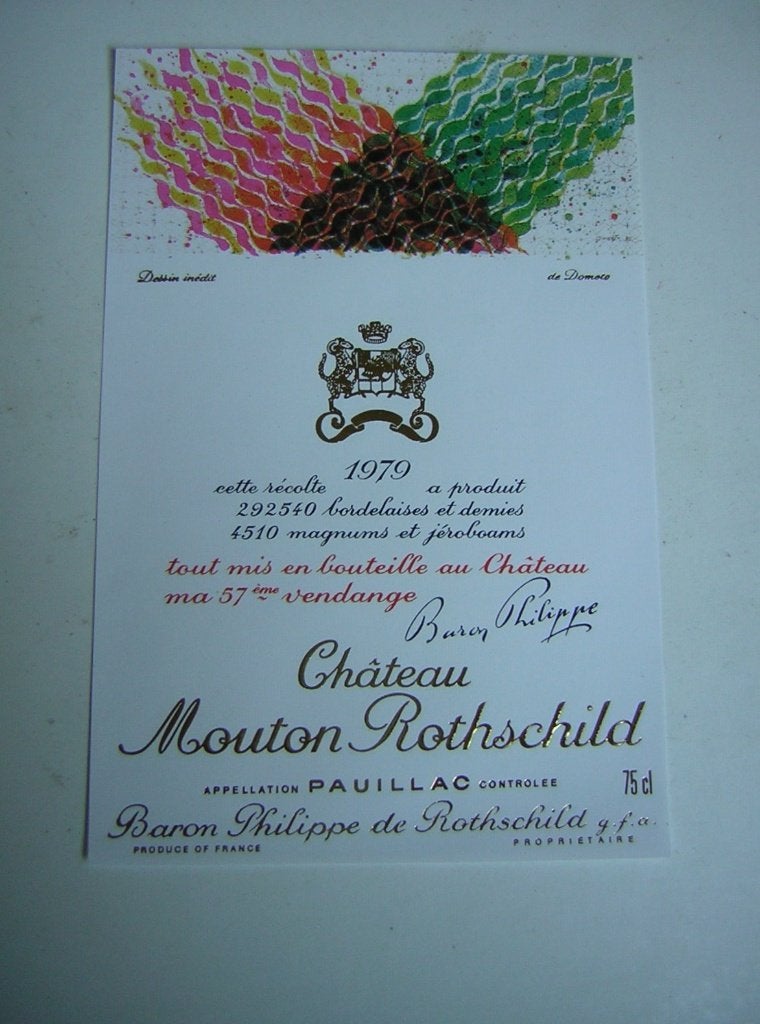 Origineel Chateau Mouton Rothschild Wijn Etiket 1979, Frankrijk, Nieuw, Ophalen of Verzenden, Rode wijn