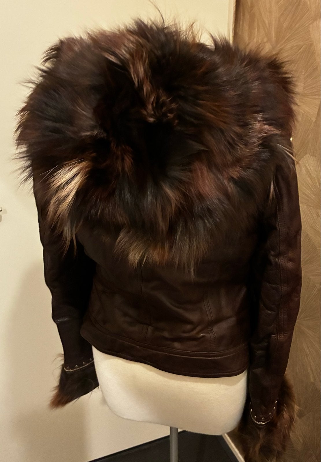 Aphero Leren Jas Maat 40 met Bontkraag, Kleding | Dames, Ophalen of Verzenden, Gedragen, Maat 38/40 (M), Bruin