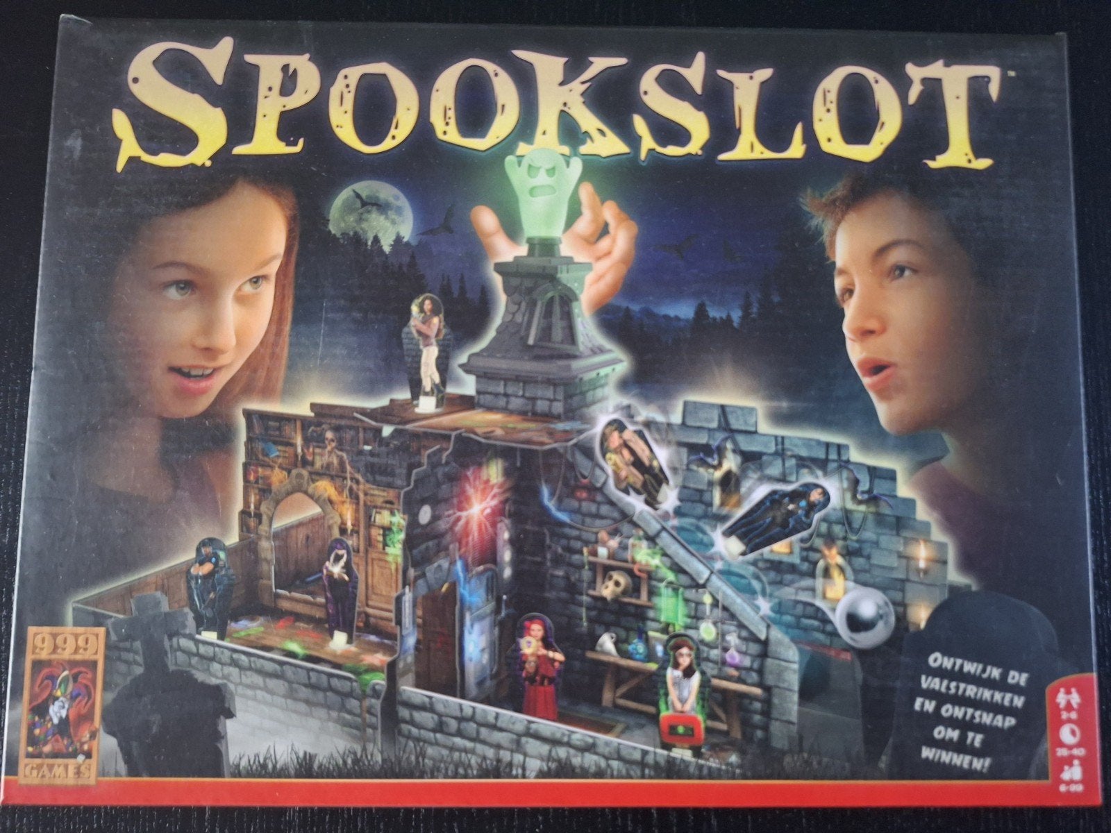 Spookslot Bordspel - Ontsnap aan de Valstrikken!, Drie of vier spelers, Ophalen of Verzenden, Gebruikt, 999 Games