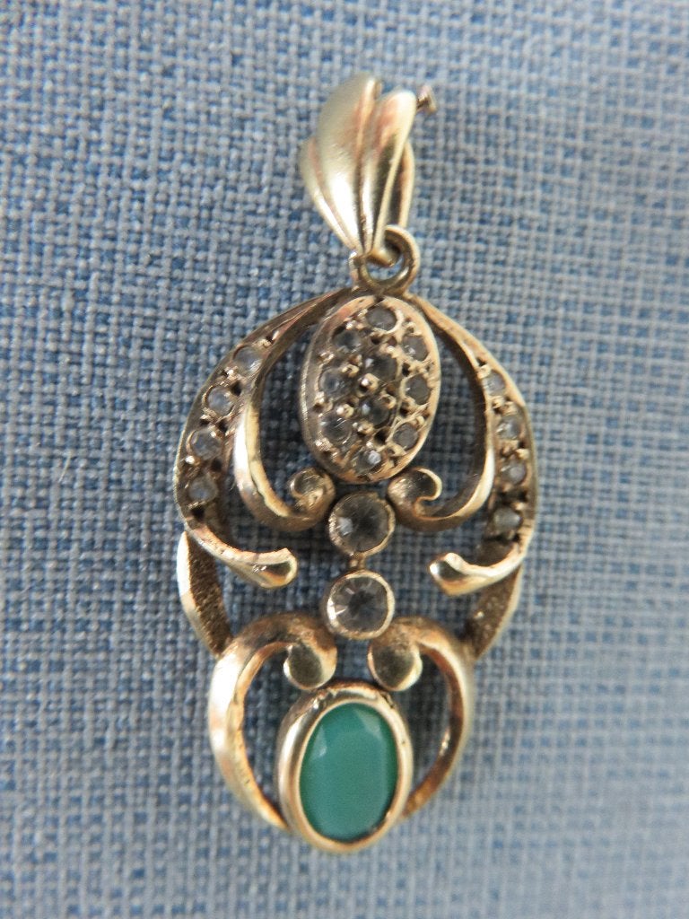 Antieke hanger in goud met stenen - ca. 1900, Ophalen of Verzenden, Goud, Goud
