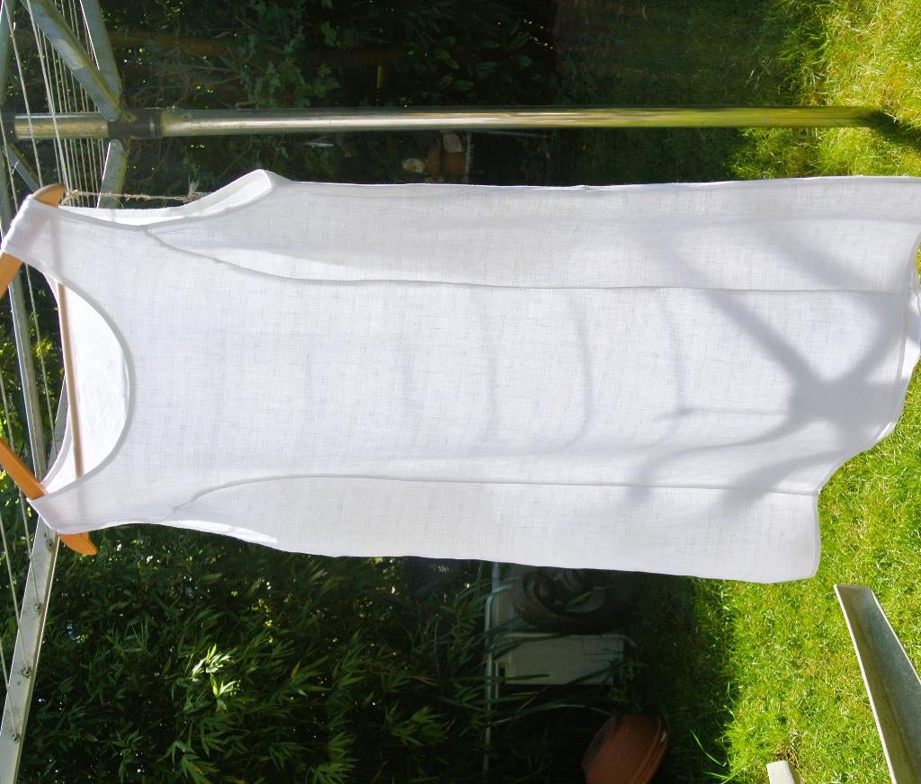 Linnen zomerjurk wit lino tuniek jurkje white Italy L XL, Made in Italy, Wit, Maat 42/44 (L), Ophalen of Verzenden
