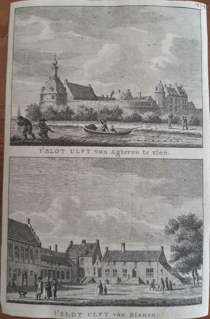 16-17 / Slot Ulft (2 afbeeldingen) Kopergravure ca 1790, Antiek en Kunst, Ophalen of Verzenden