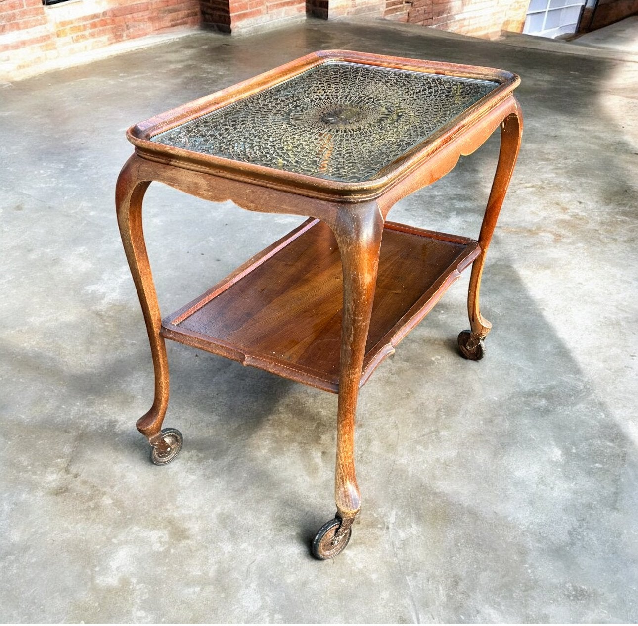 Vintage Serveerwagen / Bijzettafel met Chippendale Stijl Hou, Ophalen of Verzenden