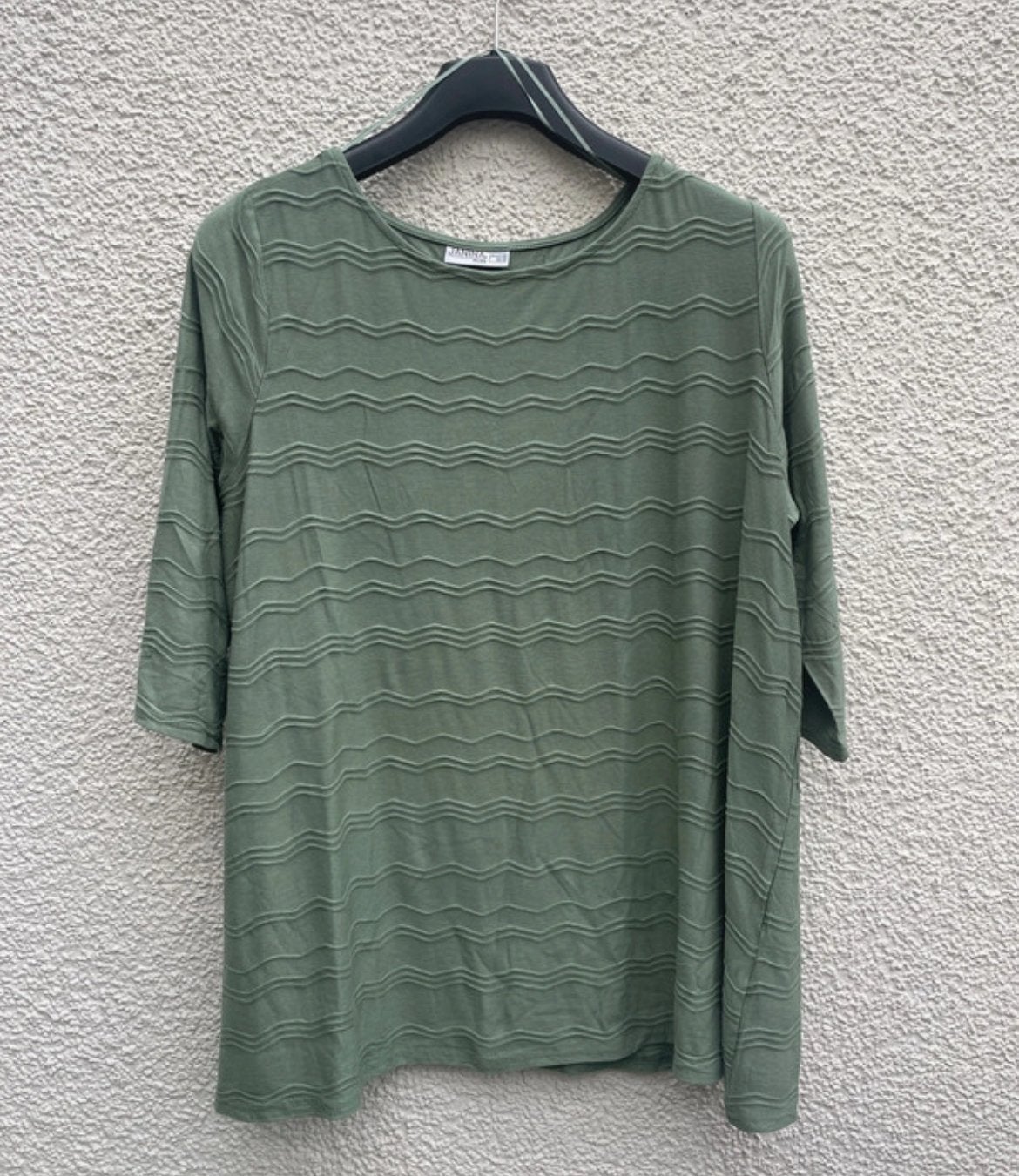 Janina Plus Groen Top met Korte Mouwen en Golfpatroon, Maat 46/48 (XL) of groter, Nieuw, Ophalen of Verzenden, Korte mouw