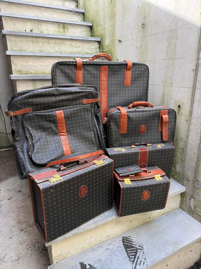 Leren Koffer set Kenzia - Vintage Reiskoffers, Gebruikt, 20 tot 30 cm, Bruin, Ophalen of Verzenden