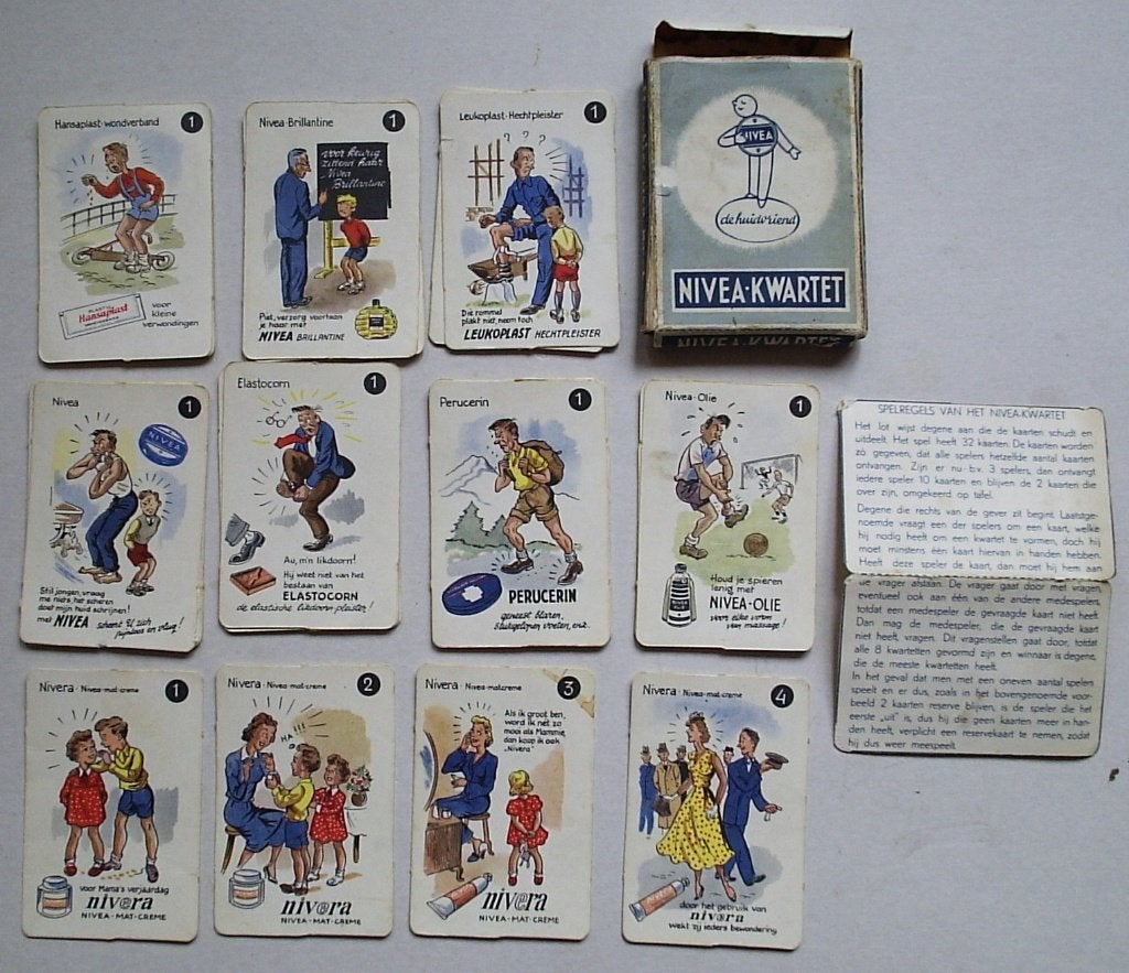 Vintage Nivea Kwartet Kaartspel - Zeldzaam, Verzenden