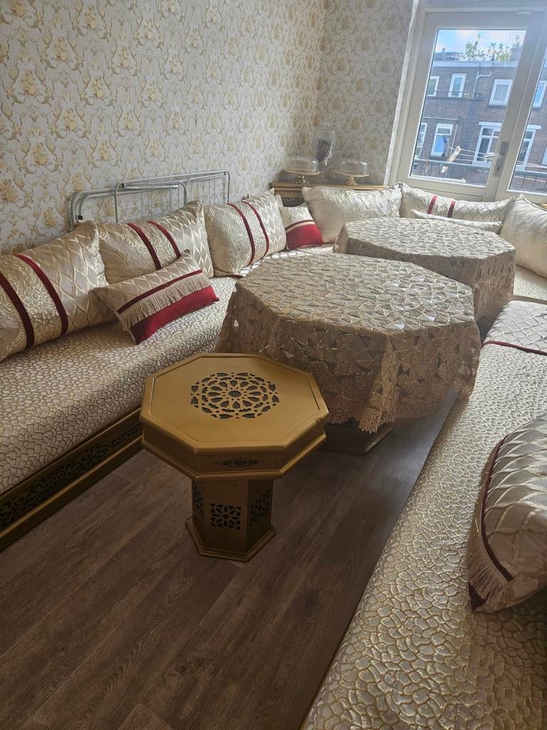 Marokkaanse Salon Set - Goud & Rood, Ophalen of Verzenden, Gebruikt, Stof, Marokkaans, Traditioneel, Oosters