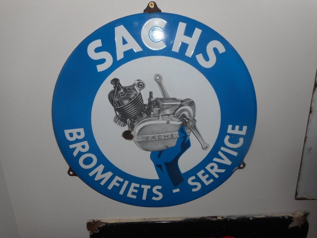 Sachs reklame, Verzamelen, Ophalen of Verzenden, Gebruikt, Reclamebord