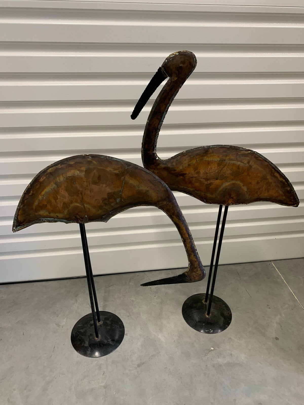Decoratieve metalen kraanvogels - set van 2, Ophalen, Vintage, Gebruikt, Metaal