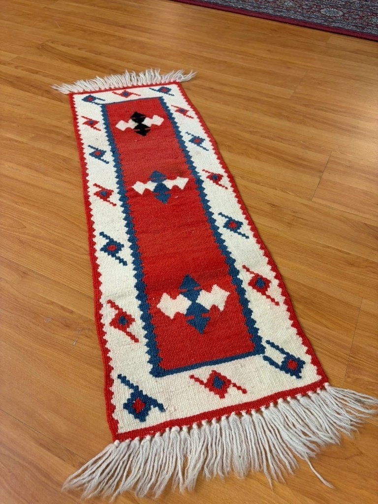 Kelim loper kleed  89/30 cm, Blauw, Zo goed als nieuw, DJT De Juiste Toon, Rechthoekig