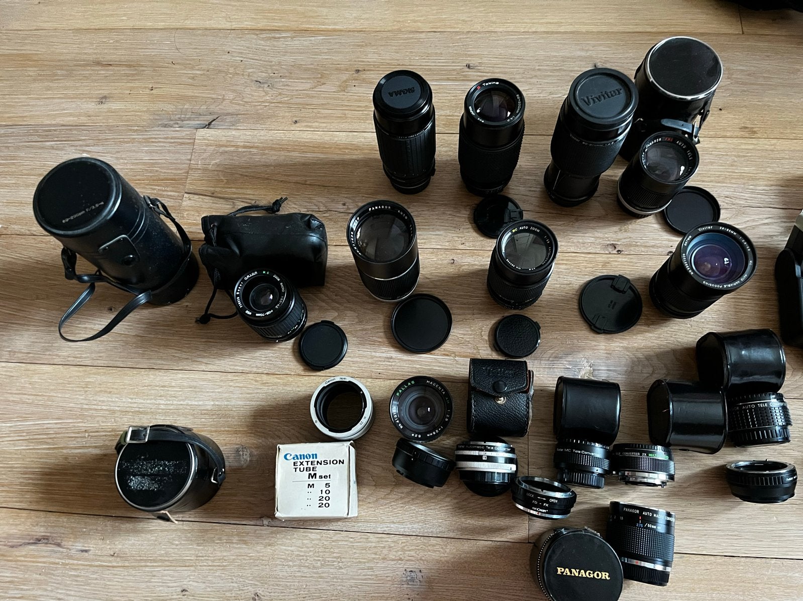 Grote collectie vintage lenzen (Minolta, Pentax, Vivitar, et, Gebruikt, Pentax K-mount, Groothoeklens, Ophalen of Verzenden