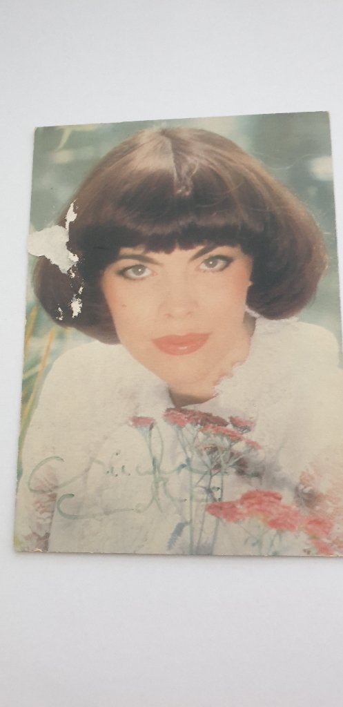 3269 gesigneerde kaart mireille mathieu, Verzenden, Foto of Kaart, Gesigneerd