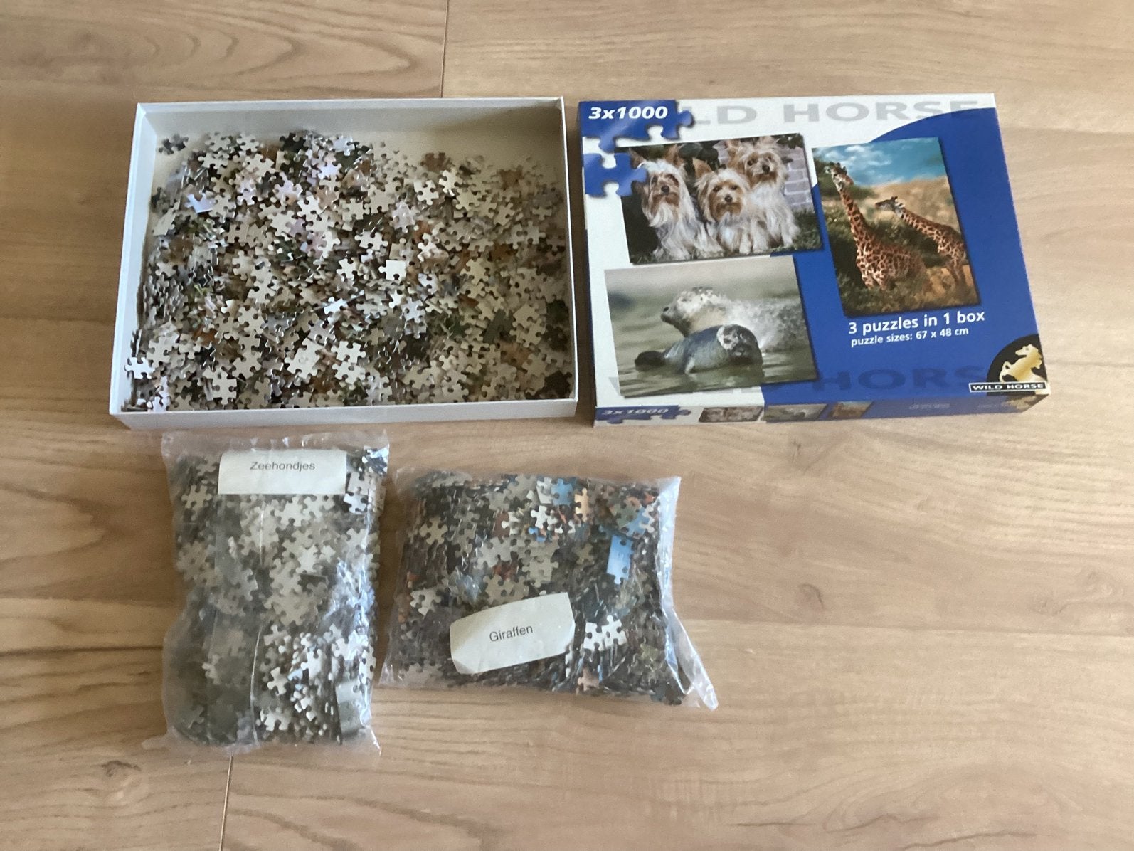 3 legpuzzels van 1000 stukjes, Hobby en Vrije tijd, Ophalen of Verzenden, 500 t/m 1500 stukjes, Zo goed als nieuw