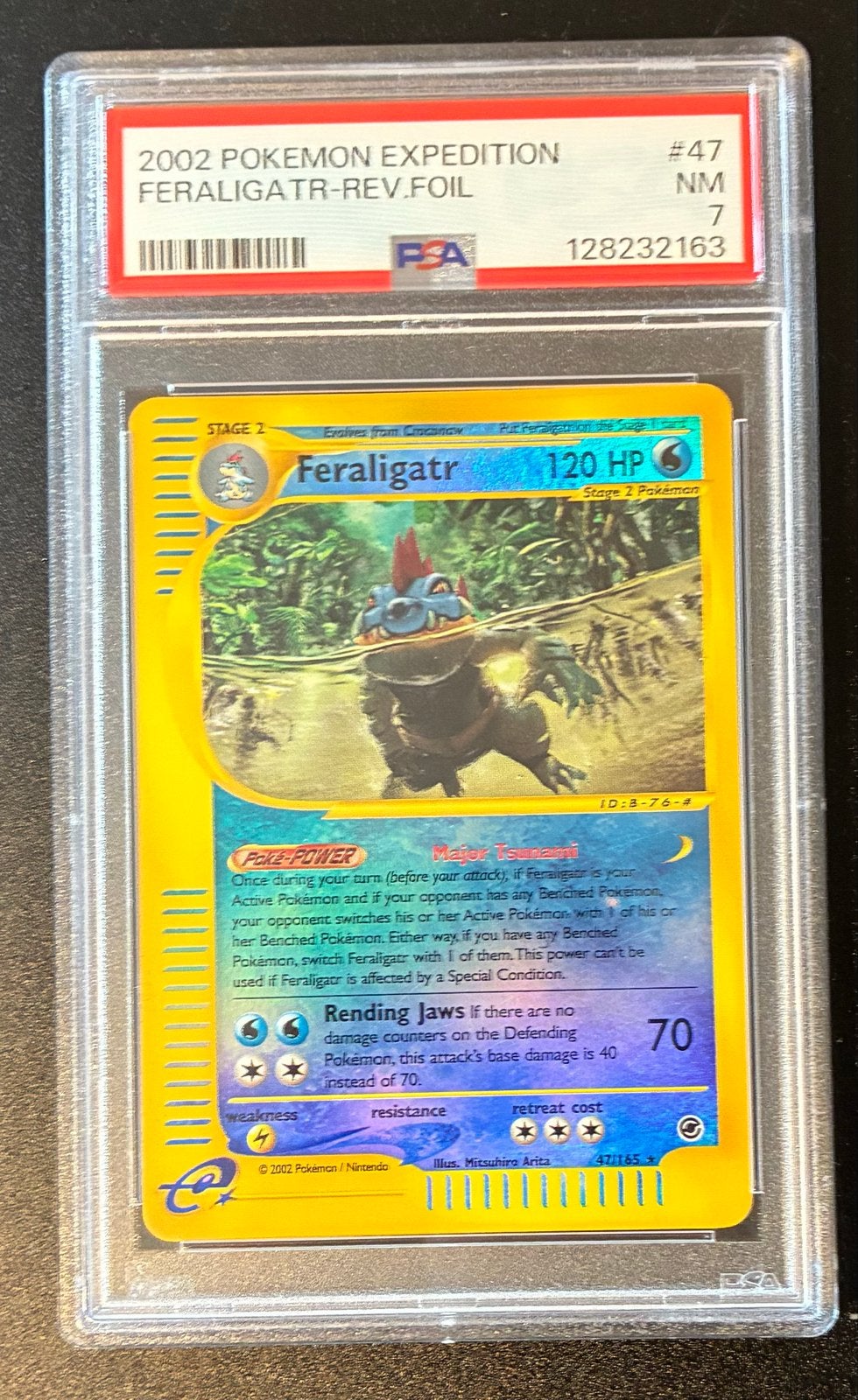 Feraligatr | Reverse Foil | Expedition | PSA 7, Ophalen of Verzenden, Zo goed als nieuw, Losse kaart, Foil