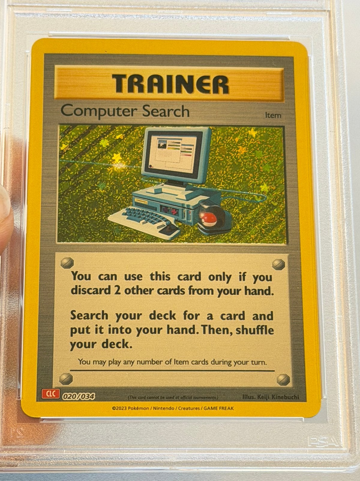 Pokémon Computer Search 020/034 PSA 9 CLC 2023 Holo slab, Ophalen of Verzenden, Zo goed als nieuw, Losse kaart