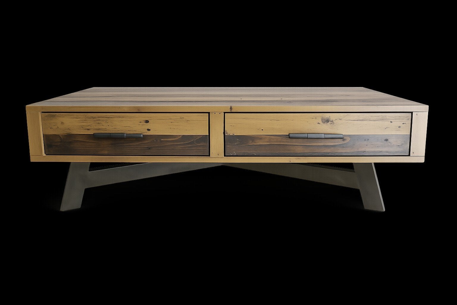 Robuuste salontafel met lades - gerecycled hout, Gebruikt, Industrieel, Landelijk, Robuust, Ophalen, Overige houtsoorten