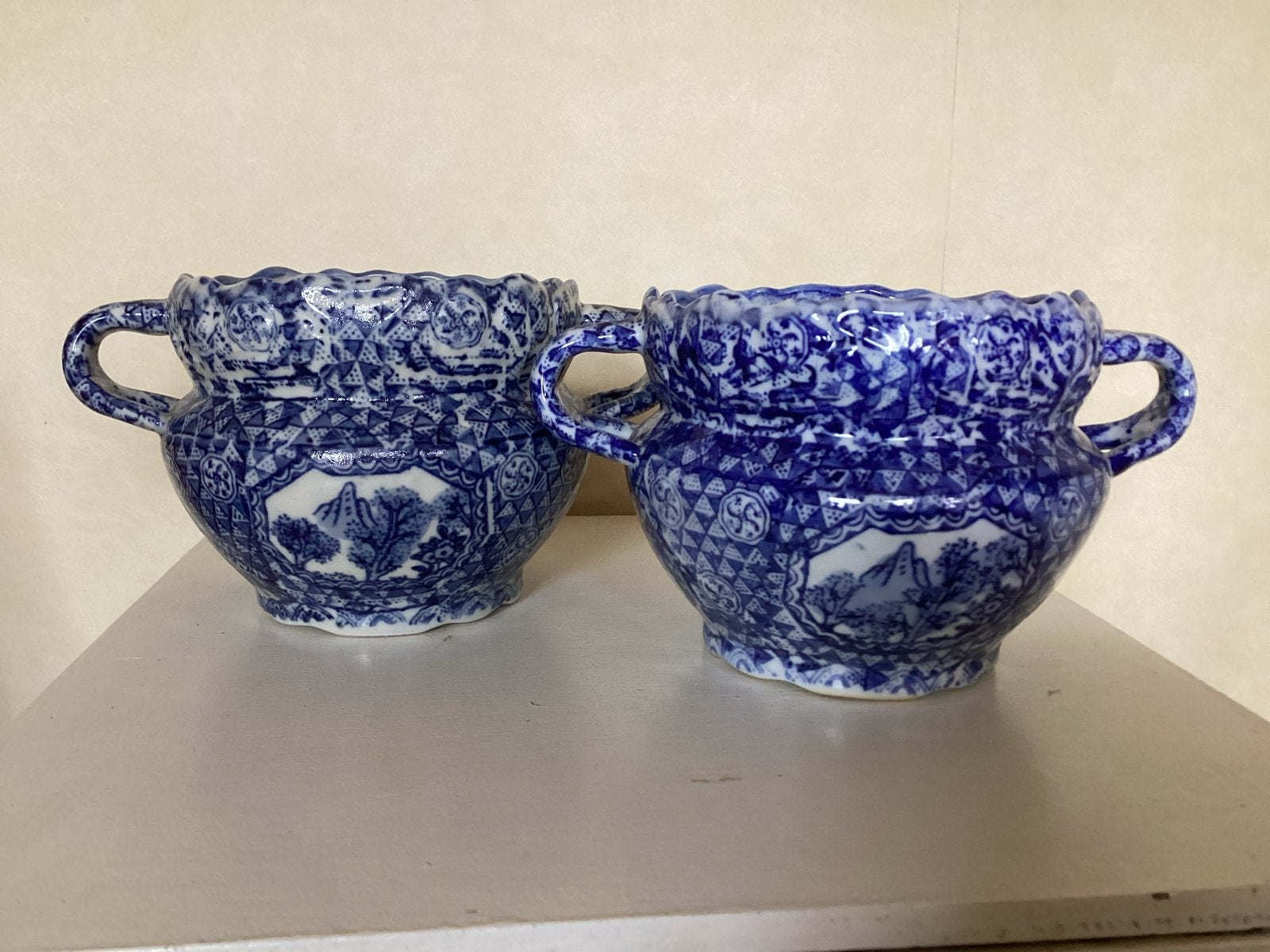 Antieke chinese blauw-witte aardewerk potten € 32, Ophalen of Verzenden