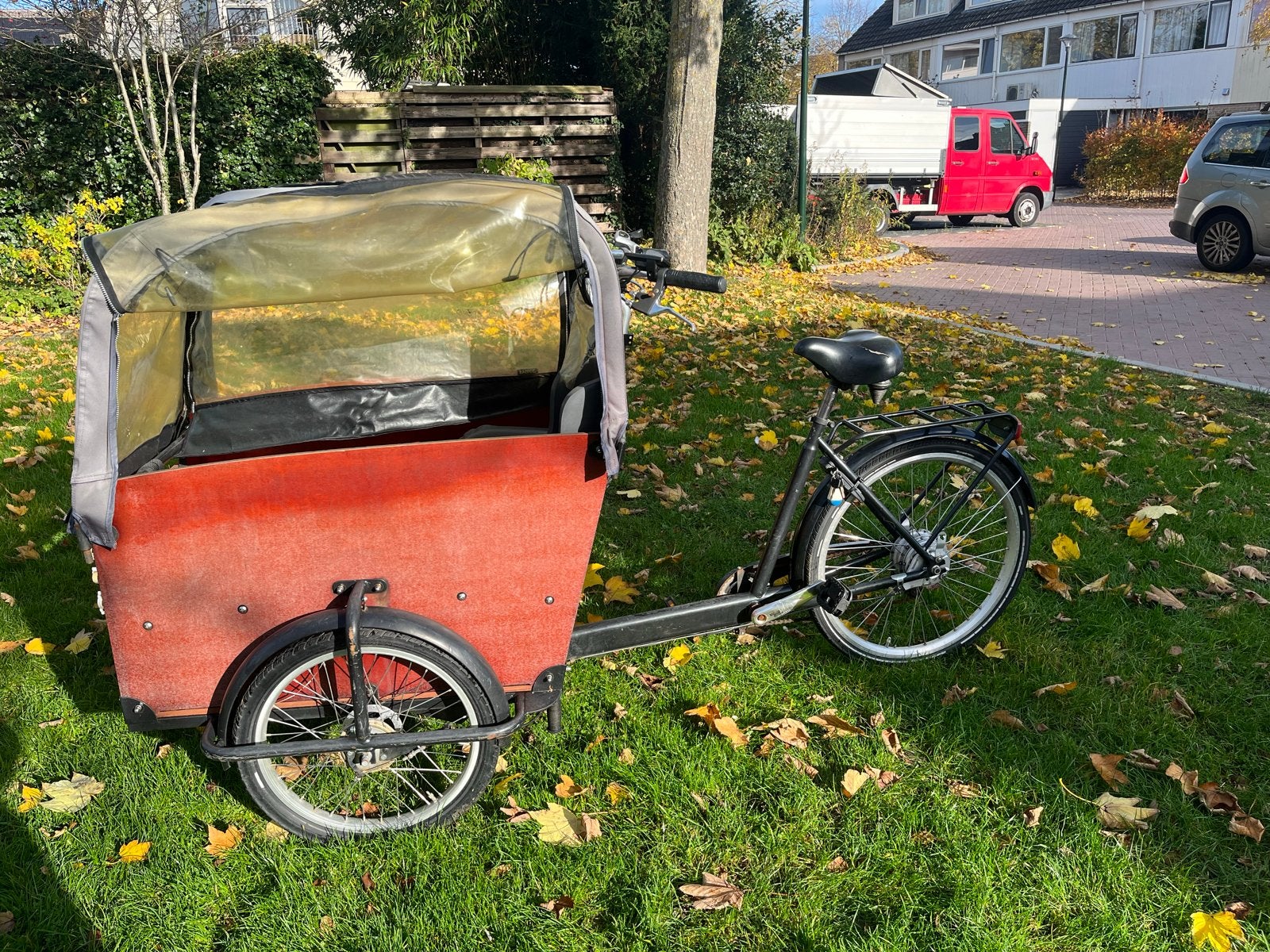 Babboe bakfiets met huif en accessoires, Fietsen en Brommers, Fietsen | Bakfietsen, 4 kinderen of meer, Gebruikt, Huif, Trommelrem
