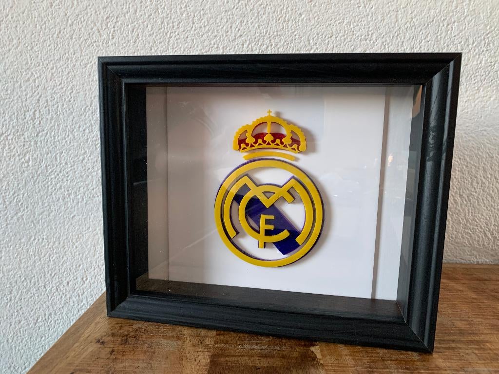 Handgemaakte Real Madrid wanddecoratie – 3D acryl, Ophalen of Verzenden, Nieuw, Buitenlandse clubs, Overige typen