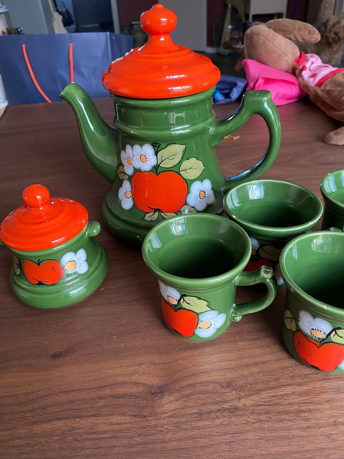 Vintage W-Germany theeservies met appelmotief, Antiek en Kunst, Ophalen of Verzenden