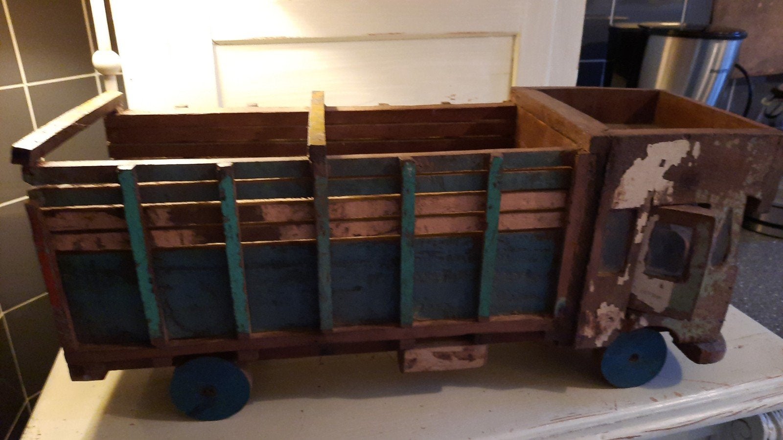 Oude houten vrachtwagen., Antiek en Kunst, Ophalen of Verzenden