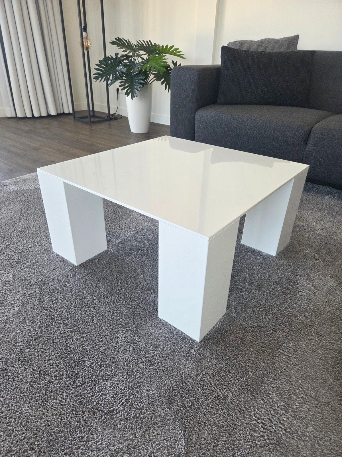 Goossens salontafel hoogglans wit – 70 x 70 cm, Ophalen, 50 tot 100 cm, Vierkant, 50 tot 100 cm