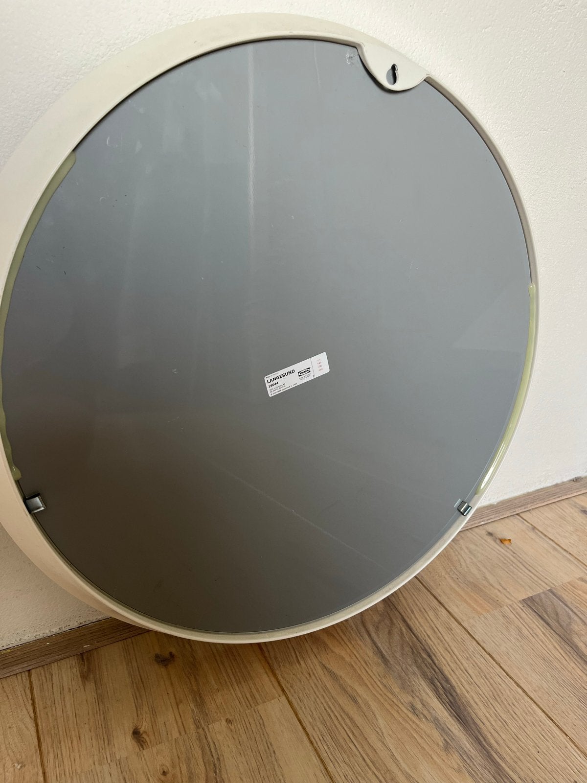 IKEA LANGESUND spiegel rond wit 50 cm, Huis en Inrichting, Woonaccessoires | Spiegels, Minder dan 50 cm, Gebruikt, Rond, Ophalen of Verzenden