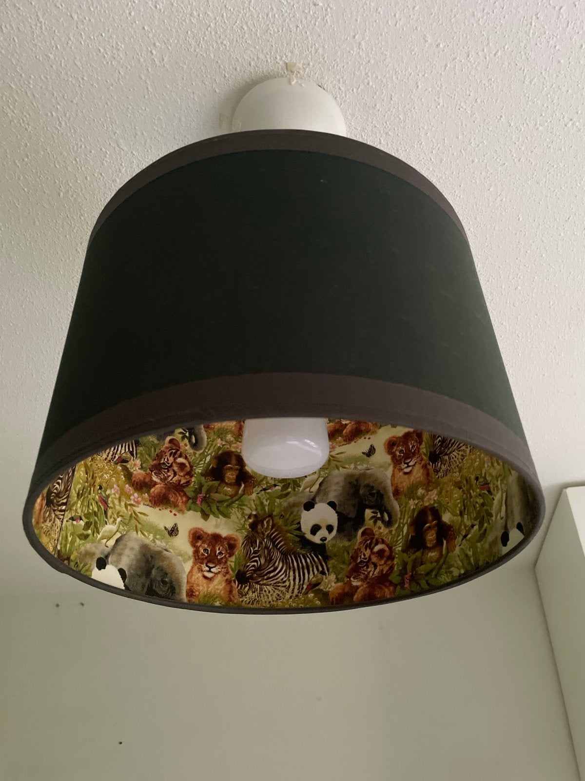 Leuke lampenkap met dierenprint. Klein prijsje, Ophalen, Zo goed als nieuw, Groen, Rond