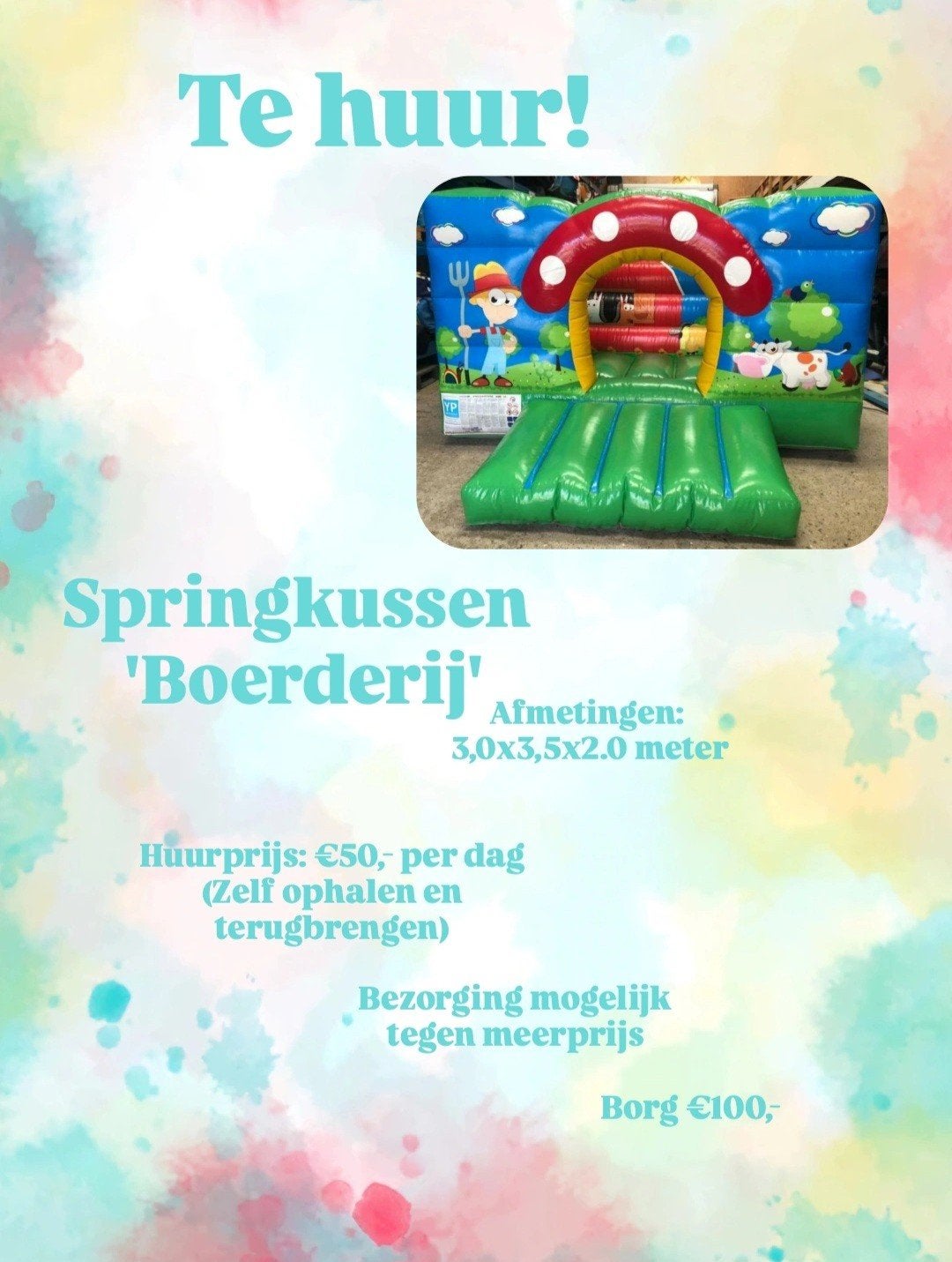Te huur! Boerderij springkussen, Ophalen, Zo goed als nieuw, Overige