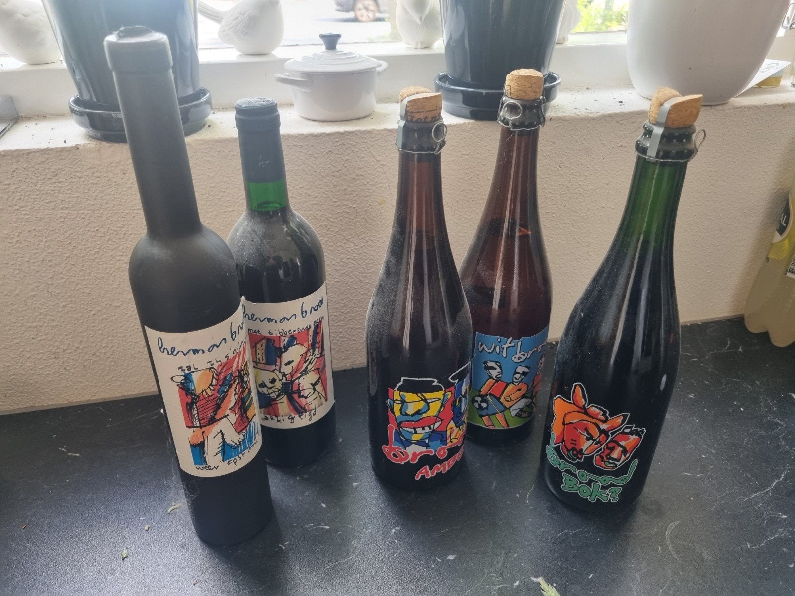 Herman Brood, wijn- en bierflesjes., Ophalen, Zo goed als nieuw, Flesje(s), Overige merken