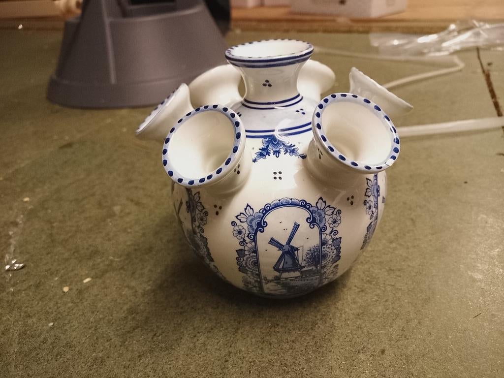 Antiek Delfts Blauw Tulpenvaasje - Handgeschilderd Holland, Ophalen