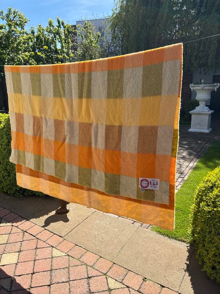 Vintage Leidsche deken van Wijk - Wol plaid, Ophalen of Verzenden, Gebruikt, Oranje, Rechthoekig