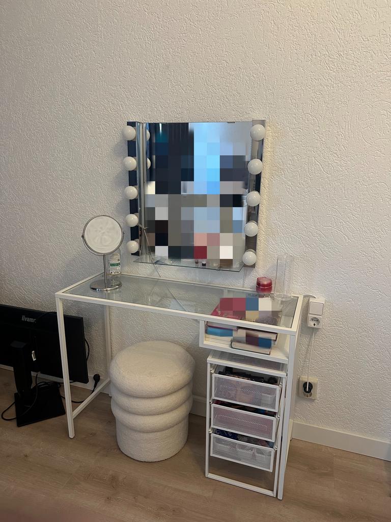 Complete make-up tafel met verlichting, Ophalen of Verzenden, Zo goed als nieuw, Minder dan 100 cm