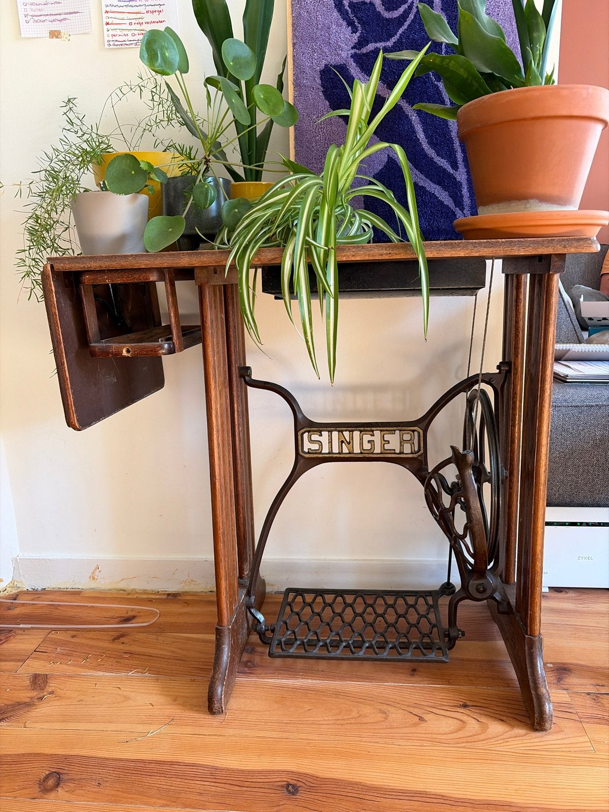 Vintage Singer naaimachine tafel - Decoratief onderstel, Ophalen