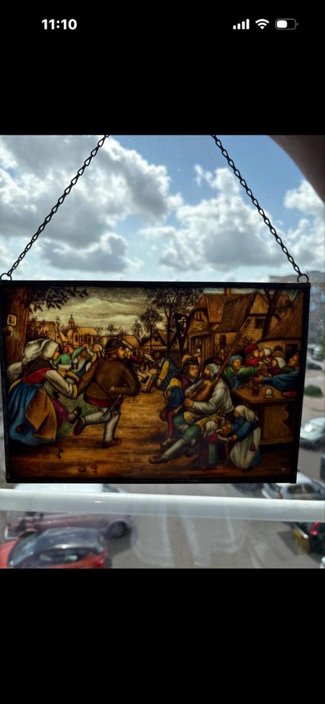Glas in lood schilderij - Boerenbruiloft ), Ophalen of Verzenden