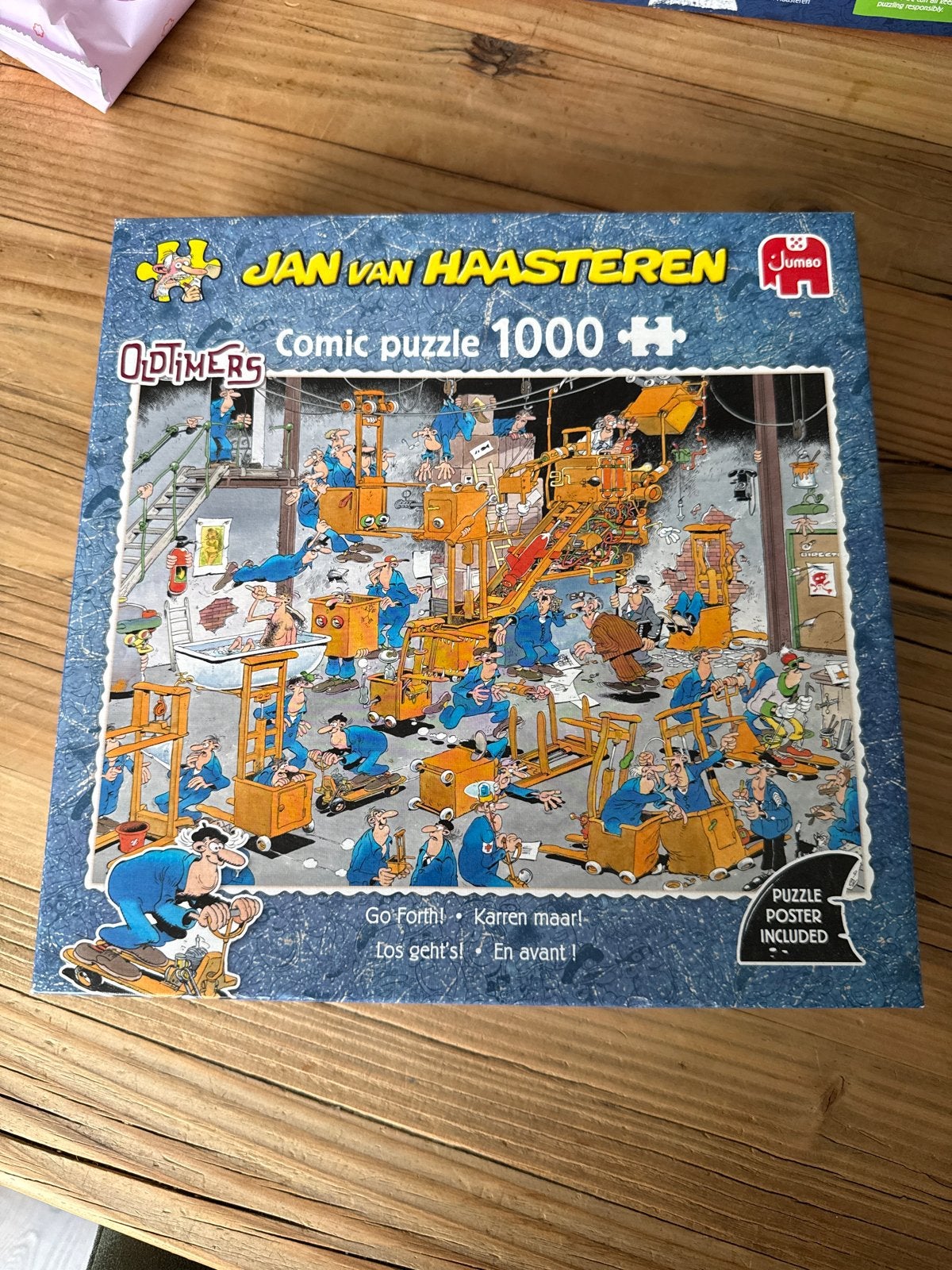 Jan van Haasteren Oldtimers Comic Puzzel 1000 stukjes, Hobby en Vrije tijd, Ophalen of Verzenden, 500 t/m 1500 stukjes, Zo goed als nieuw