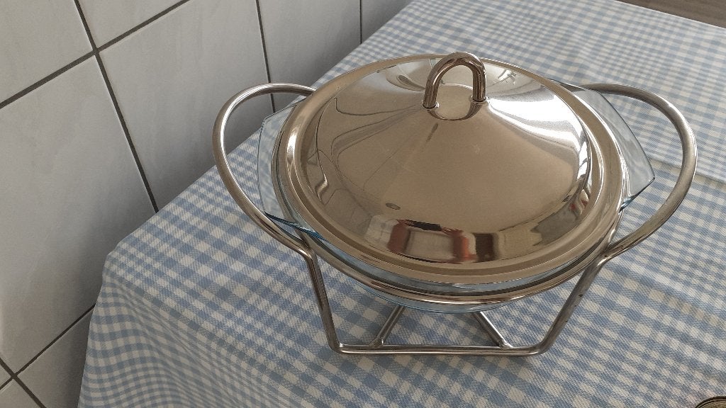 Vuur vaste schaal met warm houder, Ophalen of Verzenden, Zo goed als nieuw