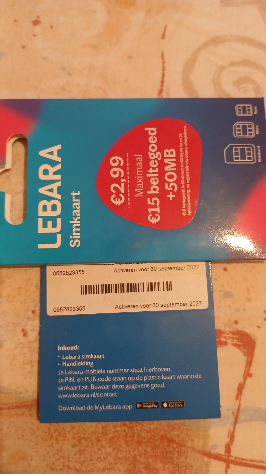 06-8282-3355 MOOI NUMMER LEBARA PREPAID SIMKAART NUMMER, Telecommunicatie, Prepaidkaarten en Simkaarten, Ophalen of Verzenden