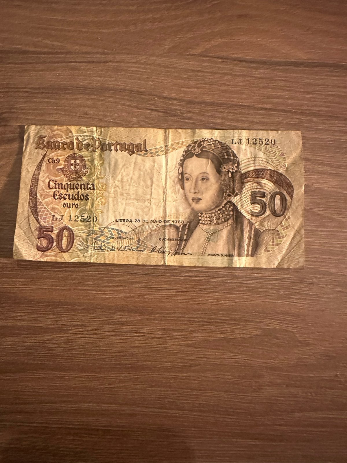 Zeldzaam Portugees 50 Escudos bankbiljet uit 1968, Ophalen of Verzenden, Portugal, Los biljet